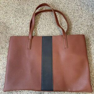 Vince Camuto Luck Tote/ Bag Brown & Black Leather Lightweight